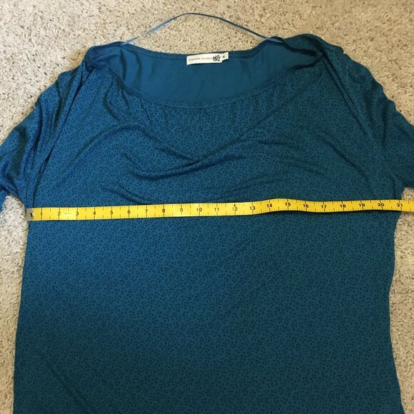 Jackpot Peacock Blue Ditsy Floral Print Cowl Collar Viscose Shirt - Picture 13 of 16